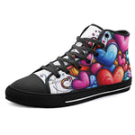 High-Top Canvas Shoes Colorful Hearts Swirls Doodles