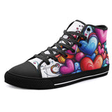 High-Top Canvas Shoes Colorful Hearts Swirls Doodles