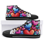 High-Top Canvas Shoes Colorful Hearts Swirls Doodles