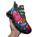 Sports Mesh Sneakers Hearts Swirls Waves in Vibrant Colors