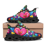 Sports Mesh Sneakers Hearts Swirls Waves in Vibrant Colors