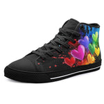 High-Top Canvas Shoes Colorful Splash of Paint with Hearts