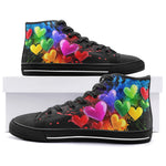 High-Top Canvas Shoes Colorful Splash of Paint with Hearts