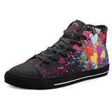 High-Top Canvas Shoes Burst of Colorful Hearts