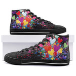 High-Top Canvas Shoes Burst of Colorful Hearts