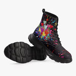 PU Leather Chunky Boots Burst of Colorful Hearts
