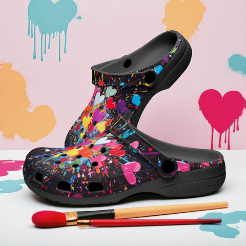 Classic Clogs Burst of Colorful Hearts