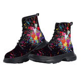 PU Leather Chunky Boots Burst of Colorful Hearts