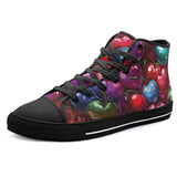 High-Top Canvas Shoes Colorful Heart-Shaped Cherries