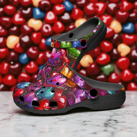 Classic Clogs Colorful Heart-Shaped Cherries