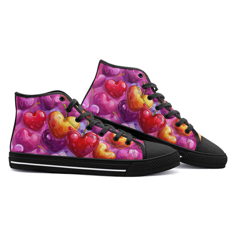 High-Top Canvas Shoes Cartoon Cherry Hearts