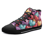 High-Top Canvas Shoes Hearts and Cherries Vibrant Colors