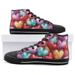 High-Top Canvas Shoes Hearts and Cherries Vibrant Colors
