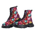 PU Leather Chunky Boots Hearts and Cherries Vibrant Colors