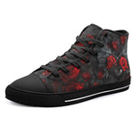 High-Top Canvas Shoes Red Roses Black Heart with Wings