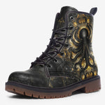 Leather Boots Black and Gold Octopus Tentacles