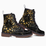 Leather Boots Black and Gold Octopus Tentacles