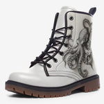 Leather Boots Black and White Drawing Octopus