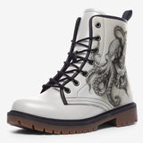 Leather Boots Black and White Drawing Octopus