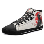 High-Top Canvas Shoes Japanese Art Samurai Sakura Red Sun