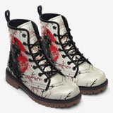 Leather Boots Japanese Art Samurai Sakura Red Sun