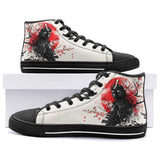 High-Top Canvas Shoes Japanese Art Samurai Sakura Red Sun