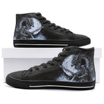 High-Top Canvas Shoes Dark Fantasy Dragon with Warrior