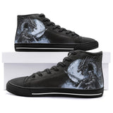High-Top Canvas Shoes Dark Fantasy Dragon with Warrior