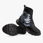 PU Leather Chunky Boots Dark Fantasy Dragon with Warrior