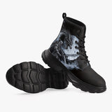 PU Leather Chunky Boots Dark Fantasy Dragon with Warrior