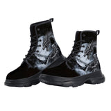 PU Leather Chunky Boots Dark Fantasy Dragon with Warrior