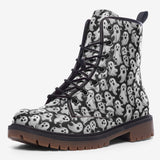 Leather Boots Cartoon Ghosts Pattern
