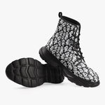 PU Leather Chunky Boots Cartoon Ghosts Pattern