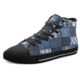 High-Top Canvas Shoes Patchwork Squares Pattern