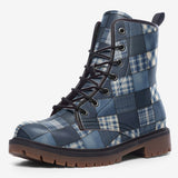 Leather Boots Patchwork Squares Pattern
