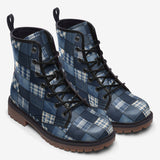 Leather Boots Patchwork Squares Pattern