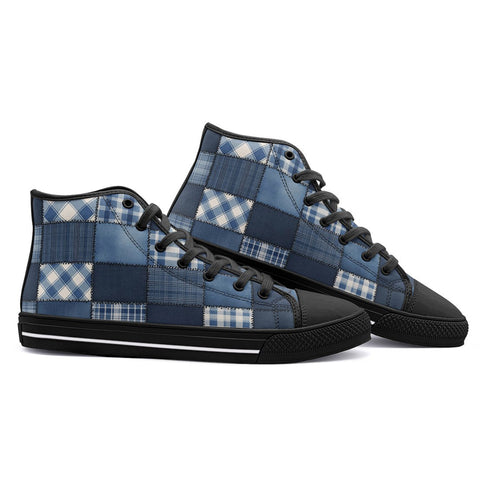 High-Top Canvas Shoes Patchwork Squares Pattern