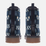 Leather Boots Patchwork Squares Pattern