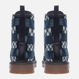Leather Boots Patchwork Squares Pattern