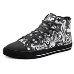 High-Top Canvas Shoes Black and White Graffiti Shapes
