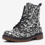 Leather Boots Black and White Graffiti Shapes