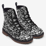 Leather Boots Black and White Graffiti Shapes