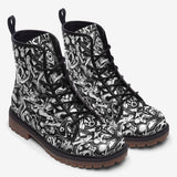 Leather Boots Black and White Graffiti Shapes