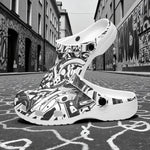 Classic Clogs Black and White Graffiti Shapes