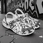 Classic Clogs Black and White Graffiti Shapes