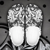 Classic Clogs Black and White Graffiti Shapes