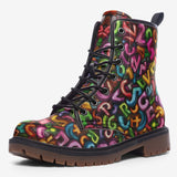 Leather Boots Colorful Graffiti Letters