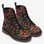 Leather Boots Colorful Graffiti Letters