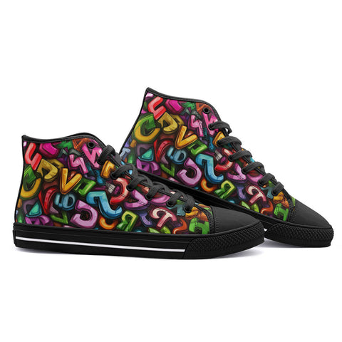 High-Top Canvas Shoes Colorful Graffiti Letters