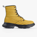 PU Leather Chunky Boots Yellow Corn Cob Texture